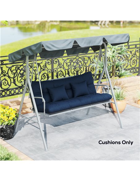 Outsunny Outdoor Seat Cushions Back Cushion with 2 Pillows, Water Repellent Seat Pads for 3-Seater Chair, Dark Blue - pic 197051 | FastDaddyshop