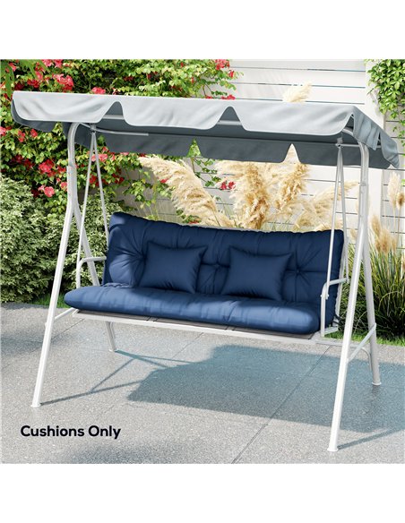 Outsunny Outdoor Seat Cushions Back Cushion with 2 Pillows, Water Repellent Seat Pads for 3-Seater Chair, Dark Blue - pic 197052 | FastDaddyshop