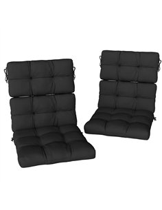 Outsunny 2-Piece Seat Cushion Replacement with Backrest, Garden Patio Chair Cushions Set with Ties, Black