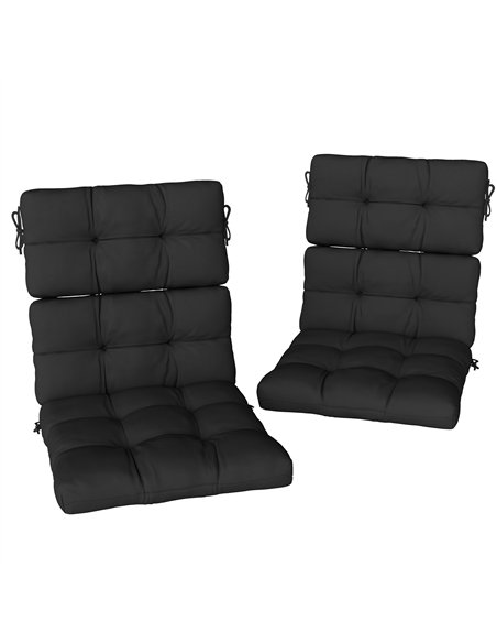 Outsunny 2-Piece Seat Cushion Replacement with Backrest, Garden Patio Chair Cushions Set with Ties, Black - pic 197053 | FastDaddyshop