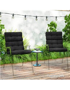 Outsunny 2-Piece Seat Cushion Replacement with Backrest, Garden Patio Chair Cushions Set with Ties, Black 2