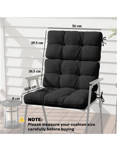 Outsunny 2-Piece Seat Cushion Replacement with Backrest, Garden Patio Chair Cushions Set with Ties, Black - pic 197055 | FastDaddyshop