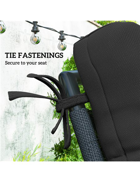 Outsunny 2-Piece Seat Cushion Replacement with Backrest, Garden Patio Chair Cushions Set with Ties, Black - pic 197057 | FastDaddyshop