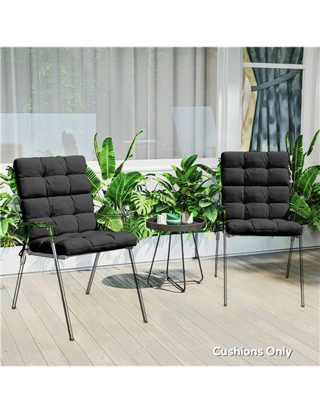 Outsunny 2-Piece Seat Cushion Replacement with Backrest, Garden Patio Chair Cushions Set with Ties, Black - pic 197059 | FastDaddyshop