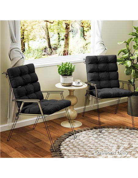 Outsunny 2-Piece Seat Cushion Replacement with Backrest, Garden Patio Chair Cushions Set with Ties, Black - pic 197060 | FastDaddyshop
