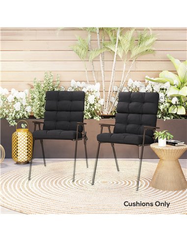 Outsunny 2-Piece Seat Cushion Replacement with Backrest, Garden Patio Chair Cushions Set with Ties, Black