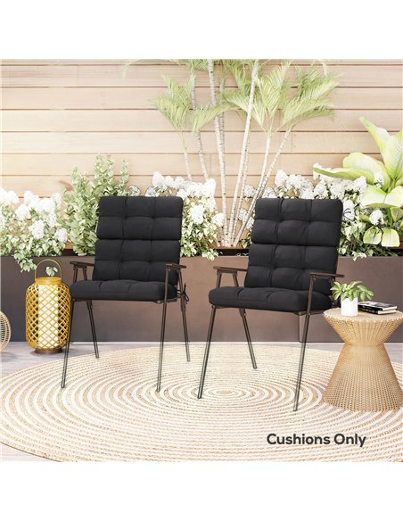 Outsunny 2-Piece Seat Cushion Replacement with Backrest, Garden Patio Chair Cushions Set with Ties, Black - pic 197061 | FastDaddyshop