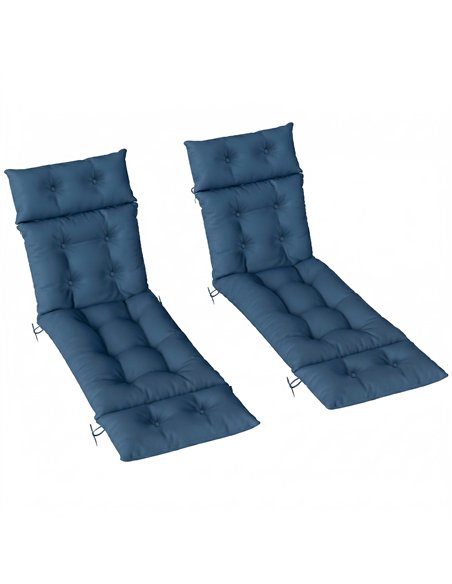 Outsunny Set of Two 190 x 56cm Sun Lounger Cushions - Navy Blue - pic 197062 | FastDaddyshop