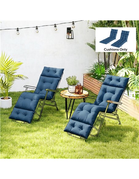 Outsunny Set of Two 190 x 56cm Sun Lounger Cushions - Navy Blue - pic 197063 | FastDaddyshop