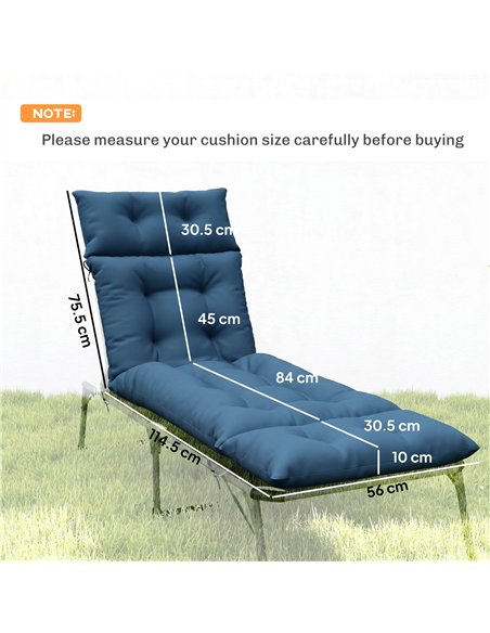 Outsunny Set of Two 190 x 56cm Sun Lounger Cushions - Navy Blue - pic 197064 | FastDaddyshop
