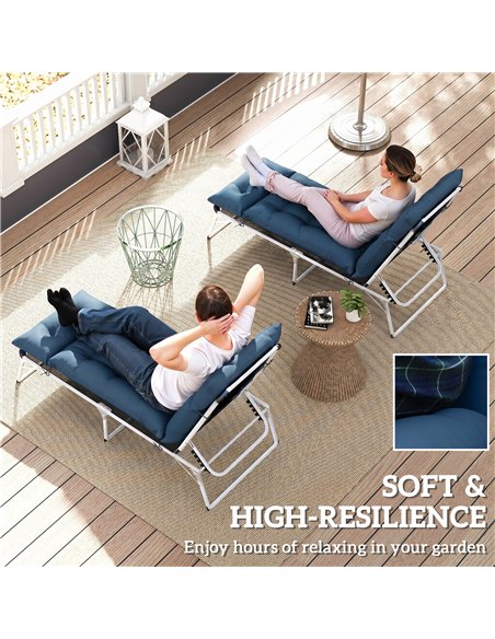 Outsunny Set of Two 190 x 56cm Sun Lounger Cushions - Navy Blue - pic 197066 | FastDaddyshop