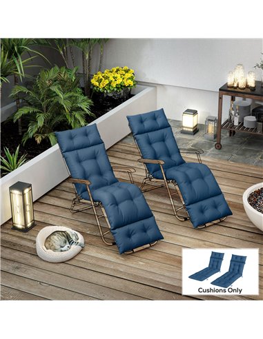 Outsunny Set of Two 190 x 56cm Sun Lounger Cushions - Navy Blue