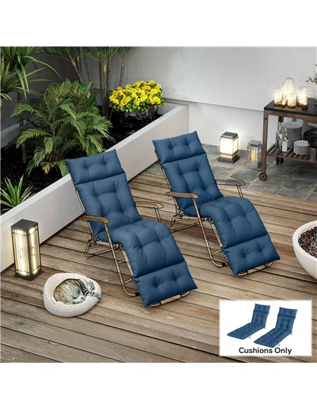 Outsunny Set of Two 190 x 56cm Sun Lounger Cushions - Navy Blue - pic 197070 | FastDaddyshop