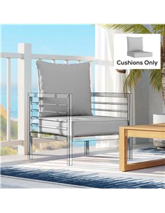 Outsunny Outdoor Seat and Back Cushion Set, 63L x 55W x 15Dcm Patio Deep Seating Chair Fade Resistant Replacement Cushion, Light 2