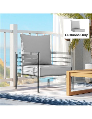 Outsunny Outdoor Seat and Back Cushion Set, 63L x 55W x 15Dcm Patio Deep Seating Chair Fade Resistant Replacement Cushion, Light