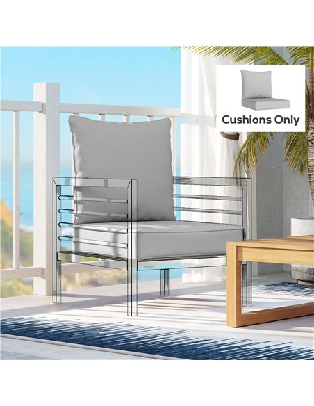 Outsunny Outdoor Seat and Back Cushion Set, 63L x 55W x 15Dcm Patio Deep Seating Chair Fade Resistant Replacement Cushion, Light - pic 197072 | FastDaddyshop