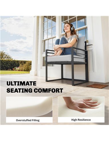 Outsunny Outdoor Seat and Back Cushion Set, 63L x 55W x 15Dcm Patio Deep Seating Chair Fade Resistant Replacement Cushion, Light