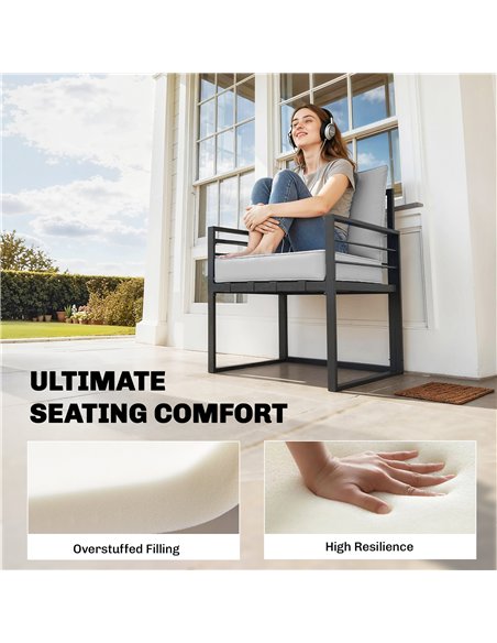 Outsunny Outdoor Seat and Back Cushion Set, 63L x 55W x 15Dcm Patio Deep Seating Chair Fade Resistant Replacement Cushion, Light - pic 197075 | FastDaddyshop