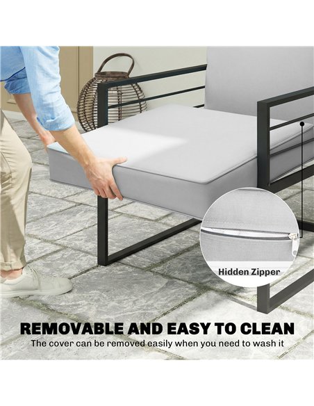 Outsunny Outdoor Seat and Back Cushion Set, 63L x 55W x 15Dcm Patio Deep Seating Chair Fade Resistant Replacement Cushion, Light - pic 197076 | FastDaddyshop