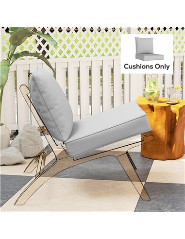 Outsunny Outdoor Seat and Back Cushion Set, 63L x 55W x 15Dcm Patio Deep Seating Chair Fade Resistant Replacement Cushion, Light