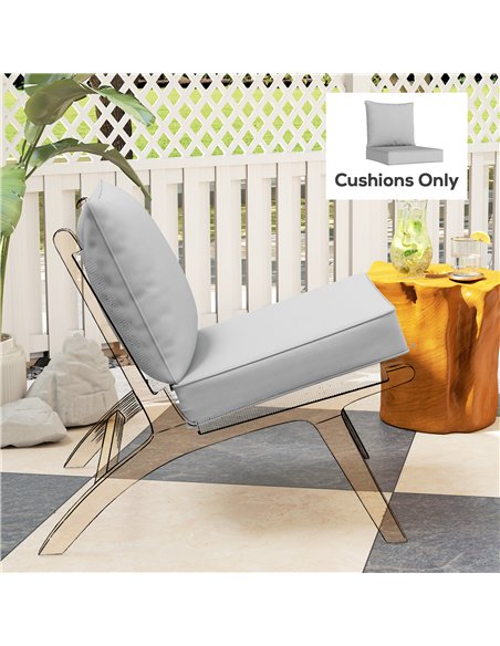 Outsunny Outdoor Seat and Back Cushion Set, 63L x 55W x 15Dcm Patio Deep Seating Chair Fade Resistant Replacement Cushion, Light - pic 197078 | FastDaddyshop