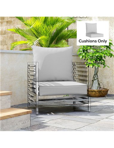 Outsunny Outdoor Seat and Back Cushion Set, 63L x 55W x 15Dcm Patio Deep Seating Chair Fade Resistant Replacement Cushion, Light