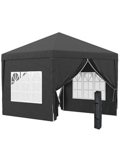 Outsunny 3x3M Pop Up Water Resistant Gazebo with Carry Bag and 2 Windows, Black
