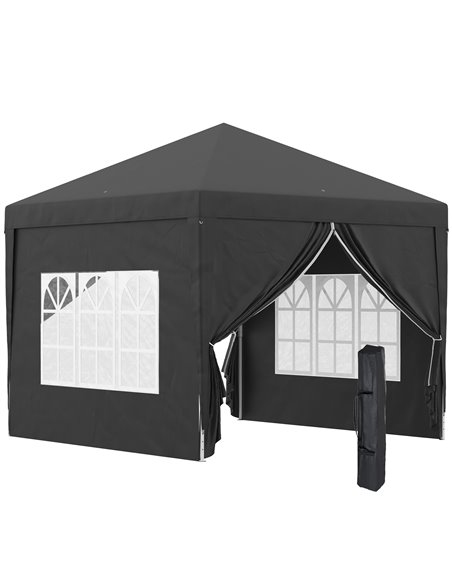 Outsunny 3x3M Pop Up Water Resistant Gazebo with Carry Bag and 2 Windows, Black - pic 19708 | FastDaddyshop