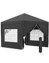 Outsunny 3x3M Pop Up Water Resistant Gazebo with Carry Bag and 2 Windows, Black