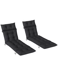 Outsunny Set of Two 190 x 56cm Sun Lounger Cushions - Black