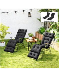 Outsunny Set of Two 190 x 56cm Sun Lounger Cushions - Black 2