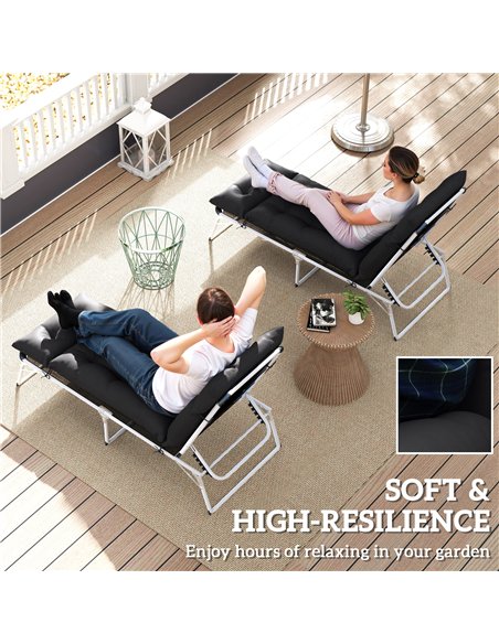Outsunny Set of Two 190 x 56cm Sun Lounger Cushions - Black - pic 197084 | FastDaddyshop
