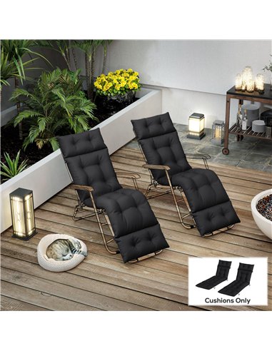 Outsunny Set of Two 190 x 56cm Sun Lounger Cushions - Black