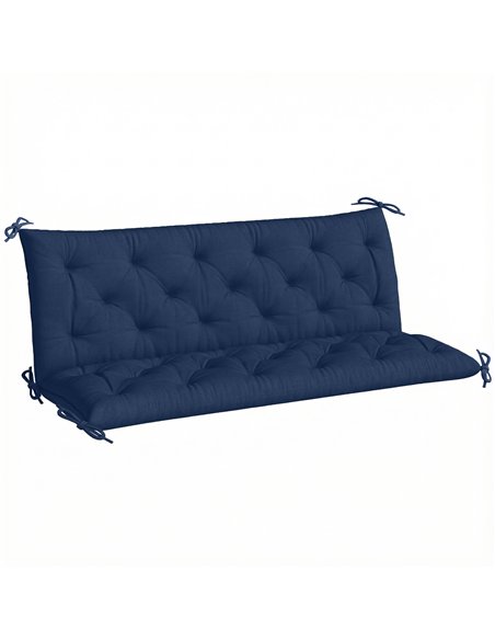 Outsunny 3 Seater Bench Cushion, Garden Chair Cushion with Back and Ties for Indoor and Outdoor Use, 98 x 150 cm, Dark Blue - pic 197089 | FastDaddyshop