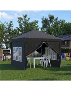 Outsunny 3x3M Pop Up Water Resistant Gazebo with Carry Bag and 2 Windows, Black 2