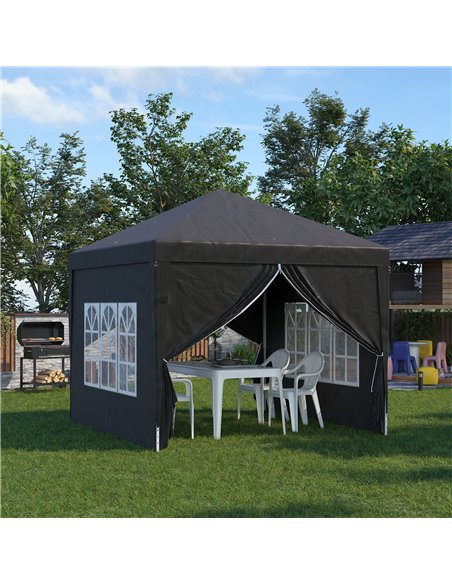 Outsunny 3x3M Pop Up Water Resistant Gazebo with Carry Bag and 2 Windows, Black - pic 19709 | FastDaddyshop