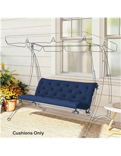 Outsunny 3 Seater Bench Cushion, Garden Chair Cushion with Back and Ties for Indoor and Outdoor Use, 98 x 150 cm, Dark Blue 2