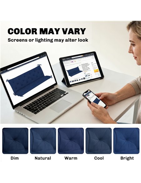 Outsunny 3 Seater Bench Cushion, Garden Chair Cushion with Back and Ties for Indoor and Outdoor Use, 98 x 150 cm, Dark Blue - pic 197095 | FastDaddyshop