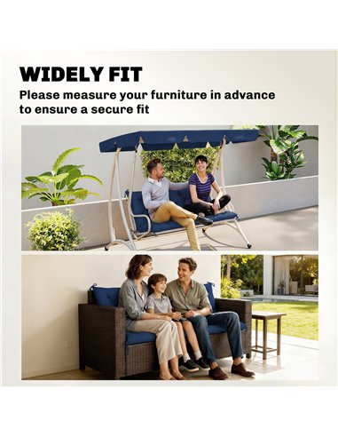 Outsunny 3 Seater Bench Cushion, Garden Chair Cushion with Back and Ties for Indoor and Outdoor Use, 98 x 150 cm, Dark Blue