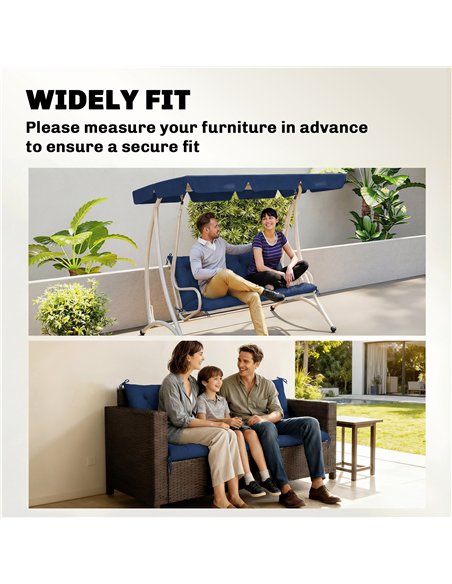 Outsunny 3 Seater Bench Cushion, Garden Chair Cushion with Back and Ties for Indoor and Outdoor Use, 98 x 150 cm, Dark Blue - pic 197096 | FastDaddyshop