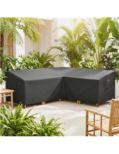 Outsunny V-Shaped Patio Furniture Cover, Waterproof Outdoor V-Shaped Sectional Sofa Cover, Anti-UV with Air Vent, Black 2