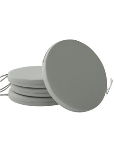 Outsunny Outdoor Bistro Chair Cushions Set of 4 with Removable Cover, 41 x 41 x 5 cm Round Seat Cushions with Ties, Light Grey