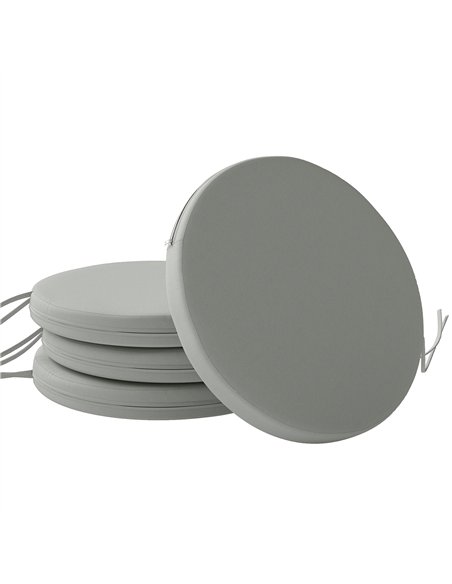 Outsunny Outdoor Bistro Chair Cushions Set of 4 with Removable Cover, 41 x 41 x 5 cm Round Seat Cushions with Ties, Light Grey - pic 197107 | FastDaddyshop