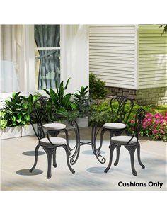 Outsunny Outdoor Bistro Chair Cushions Set of 4 with Removable Cover, 41 x 41 x 5 cm Round Seat Cushions with Ties, Light Grey 2