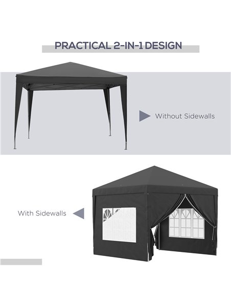 Outsunny 3x3M Pop Up Water Resistant Gazebo with Carry Bag and 2 Windows, Black - pic 19711 | FastDaddyshop