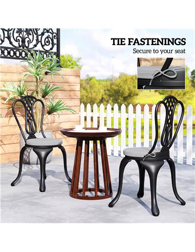 Outsunny Outdoor Bistro Chair Cushions Set of 4 with Removable Cover, 41 x 41 x 5 cm Round Seat Cushions with Ties, Light Grey