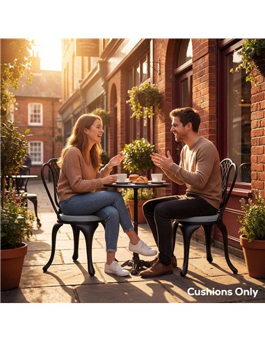 Outsunny Outdoor Bistro Chair Cushions Set of 4 with Removable Cover, 41 x 41 x 5 cm Round Seat Cushions with Ties, Light Grey