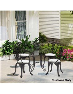 Outsunny Outdoor Bistro Chair Cushions Set of 4 with Removable Cover, 41 x 41 x 5 cm Round Seat Cushions with Ties, White 2
