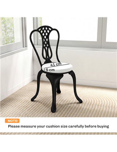 Outsunny Outdoor Bistro Chair Cushions Set of 4 with Removable Cover, 41 x 41 x 5 cm Round Seat Cushions with Ties, White