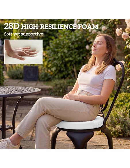 Outsunny Outdoor Bistro Chair Cushions Set of 4 with Removable Cover, 41 x 41 x 5 cm Round Seat Cushions with Ties, White - pic 197119 | FastDaddyshop